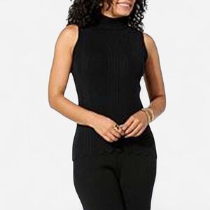 LB70 Chic Black Sleeveless Sweater Midi Dress NWOT